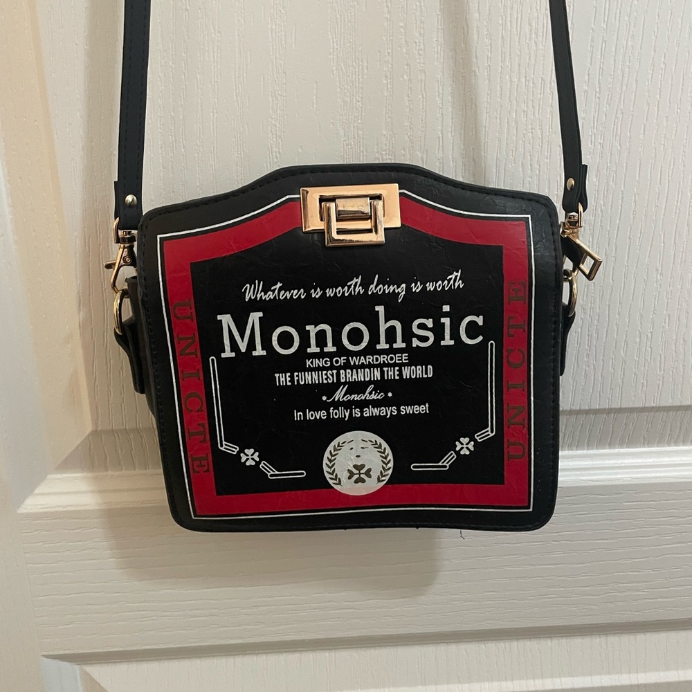 Monohsic Black & Red Box Crossbody Bag (strap replaced)
